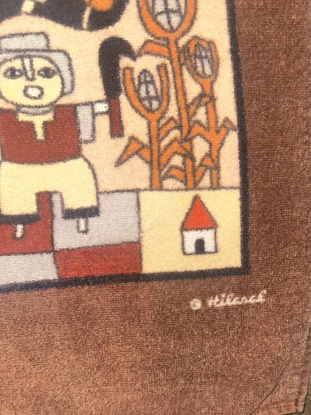Vintage Hilasal Fernando Llort La Palma 1970s Folk Art Beach Towel 66x32